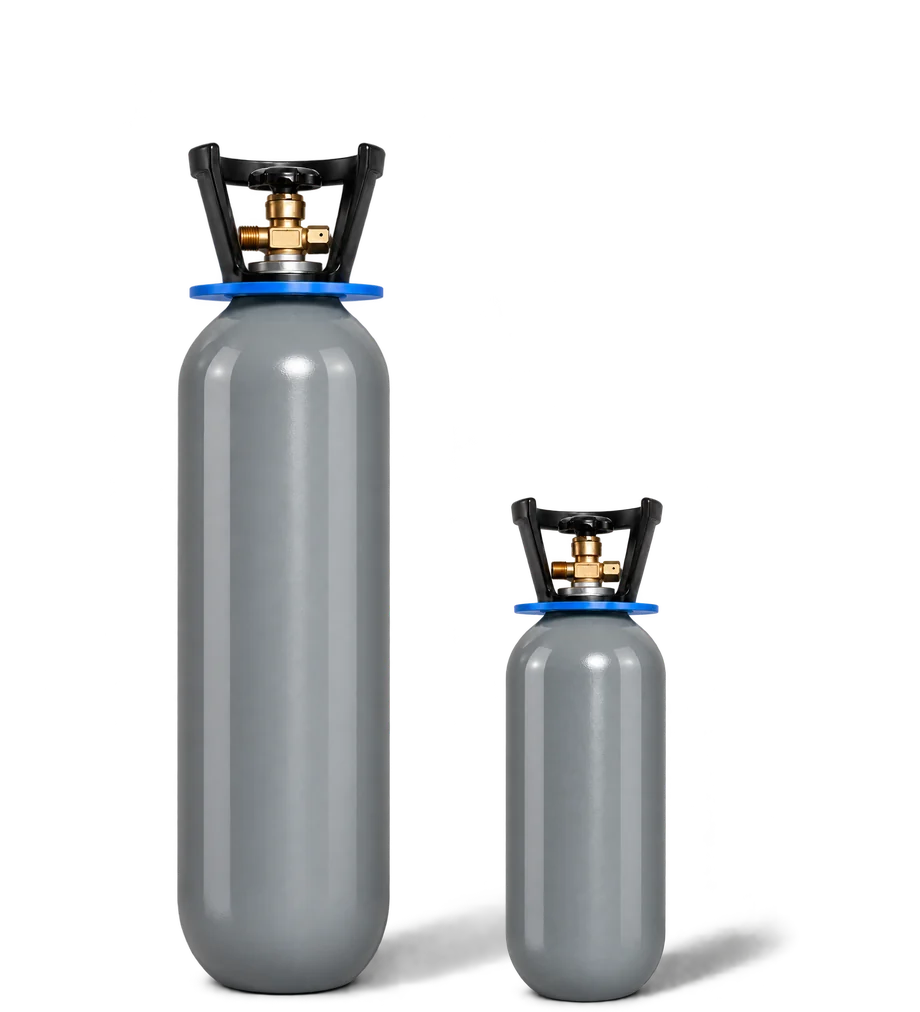 Billy Bubbles 6kg and 2.6kg CO2 cylinders with chrome valves